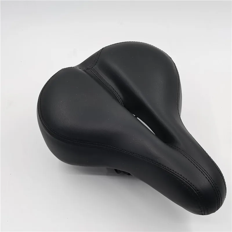 Wide Bicycle Seat Thick Bike Saddle For Cycling Men Black Leather