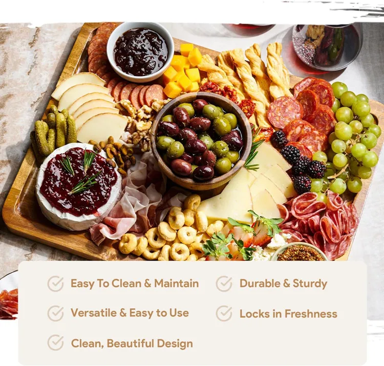 Party Decoration Dessert Table Display Set 2-In-1 Raiser Charcuterie Board Acacia Wood Cake Stand  With Glass Acrylic Lid