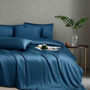 Custom Four-Piece Eco-Friendly Organic Bamboo Fiber 300tc Bedding Set Light Luxury Duvet Cover and Sleeping Sheet for Summer