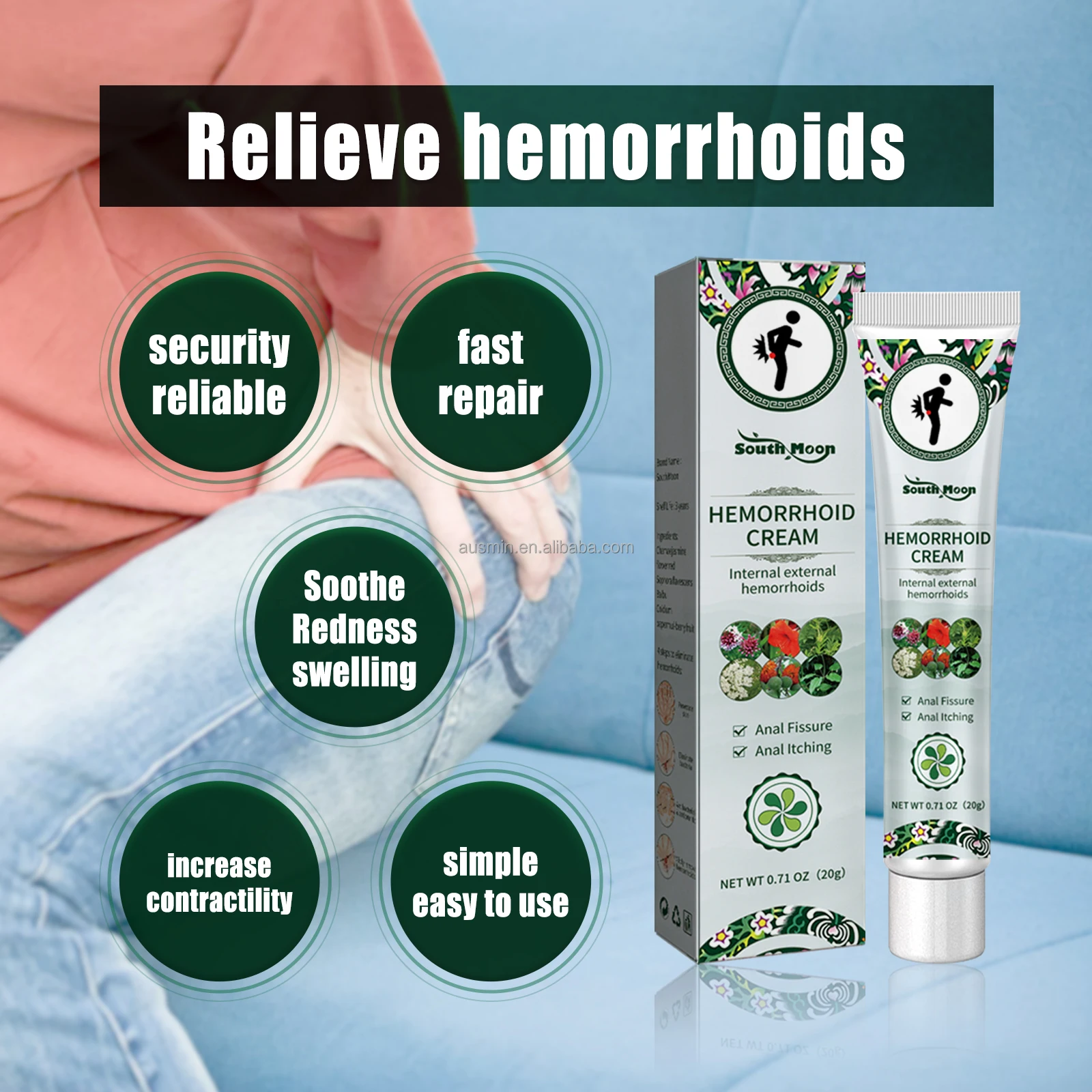 2023 New Plant Herbal Hemorrhoid Ointment Relieve Pain Anal Bleeding