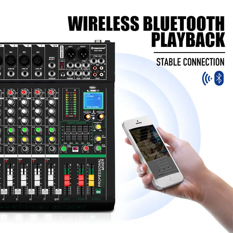新品未使用 ミキシングコンソールUSB16チャンネルミキサー RS8-PROオーディオミキサー8チャンネルUSBMP3プレーヤー16 DSP