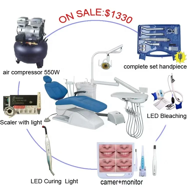 Comfortable Complete Integral Cheap Dental Unit Chair Approved with Led Lamp or Halogen Lamp Machine