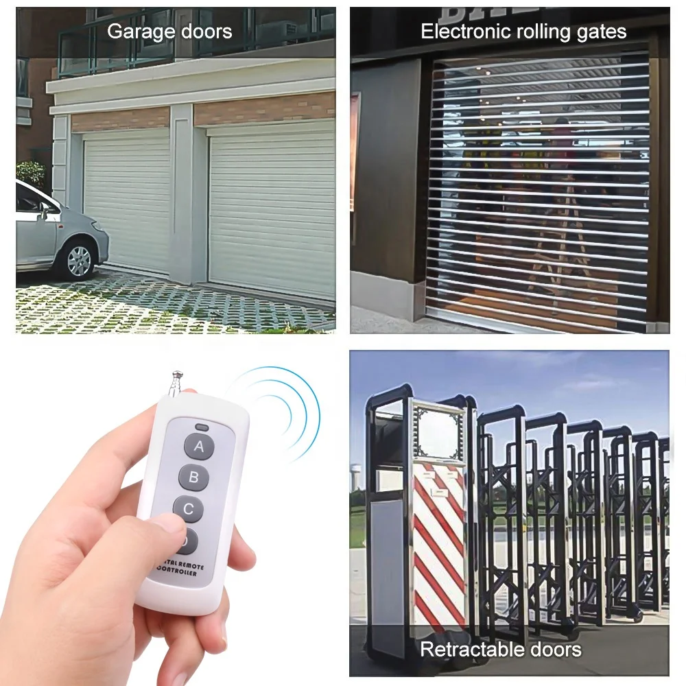 Wireless  Remote Control Switch Garage Door  Remote Switch 4 Button Silicone Remote Control Handheld Transmitter PT224 EV152