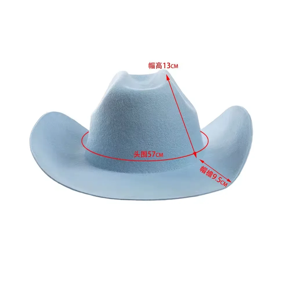 Blank Wool Felt Solid Color Cowboy Hats High Quality 100% Wool Wide Brim Wool Fedora Hats for Women Men Fashion Dress