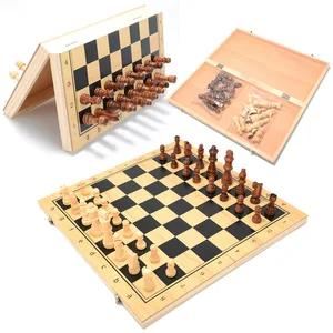 Chess Set Foldable National Chess Magnetic Travel  Lightweight and Easy to Carry Gifts for Chess Learners (Wooden)