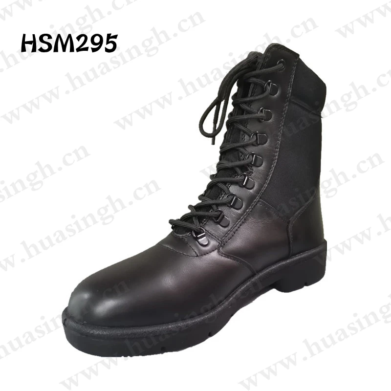 LXG,Russia Market Popular Outdoor Training Military Boots Anti-acid Durable PU Injection Outsole Black Police Boots HSM295