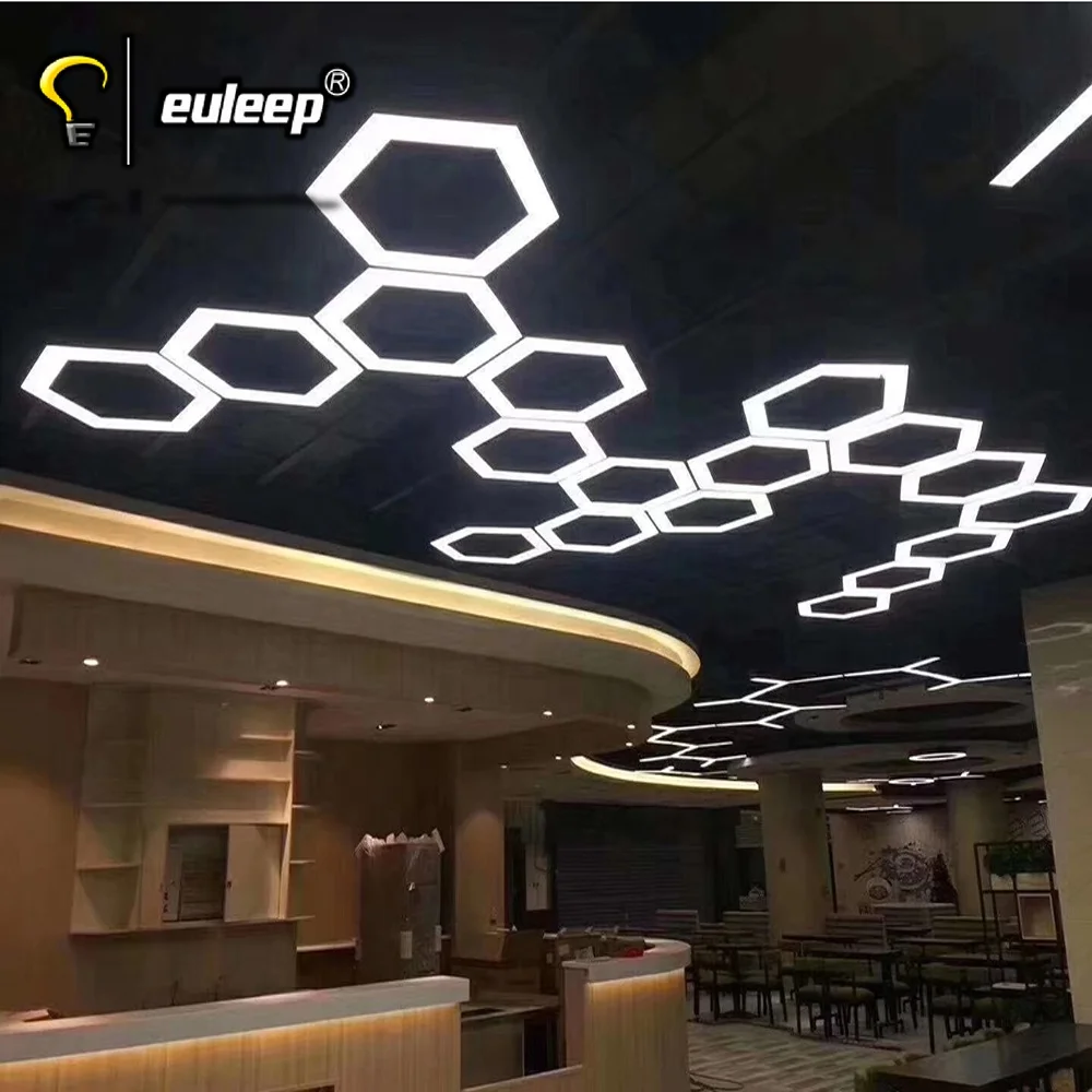 Architectural  Linear Decorative Design Pendant Hexagonal Led Light Cross Y Shape Led Shop Light for Garage Gym Ceiling Lights