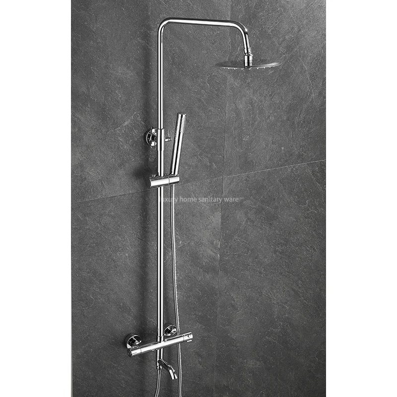 High Quality Electroplated Round bar Constant Temperature Shower Faucet Set Constant Temperature Shower Set