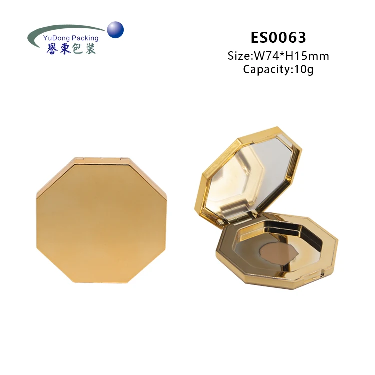 Custom Octagon Shape Gold Empty Blush Compact Powder case Blush Container Blush Packaging