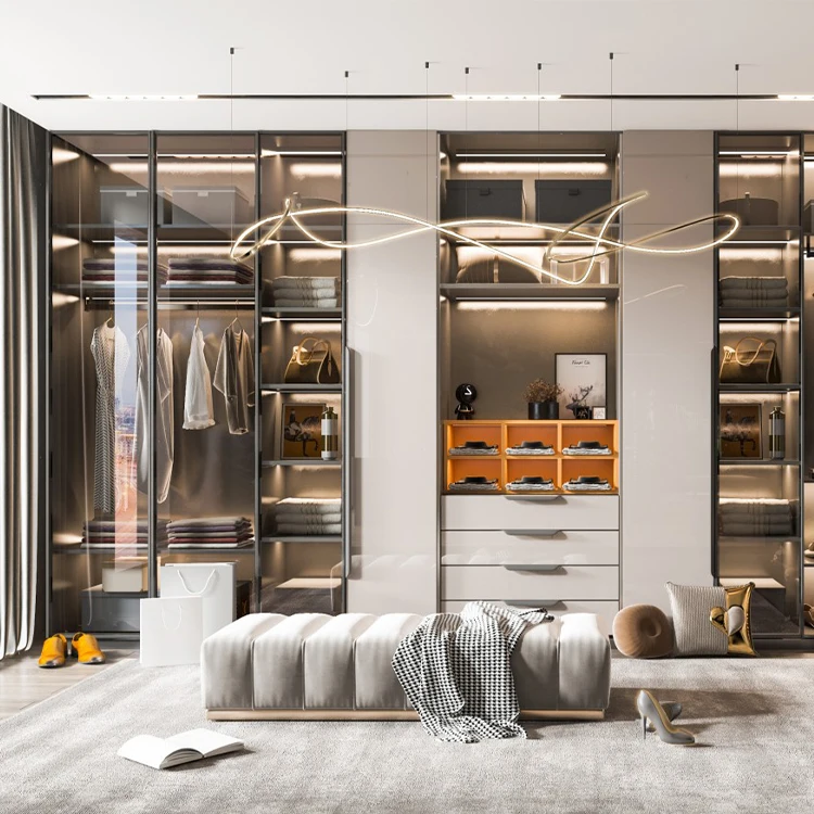 Santopova Schlafzimmer Maßgefertigter Begehbarer Kleiderschrank Mit Glastüren Herren-kleiderschrank Glas-wandschrank