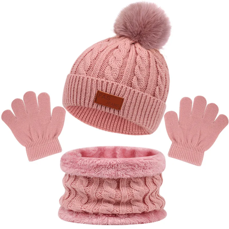 Warm Knitted Winter Hat, Gloves & Scarf Set for Children  display picture 3