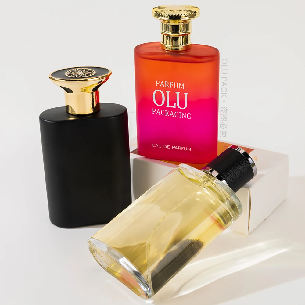 Fragrance Flat Round oz 50ml 100ml Black Transparent Bottle Men