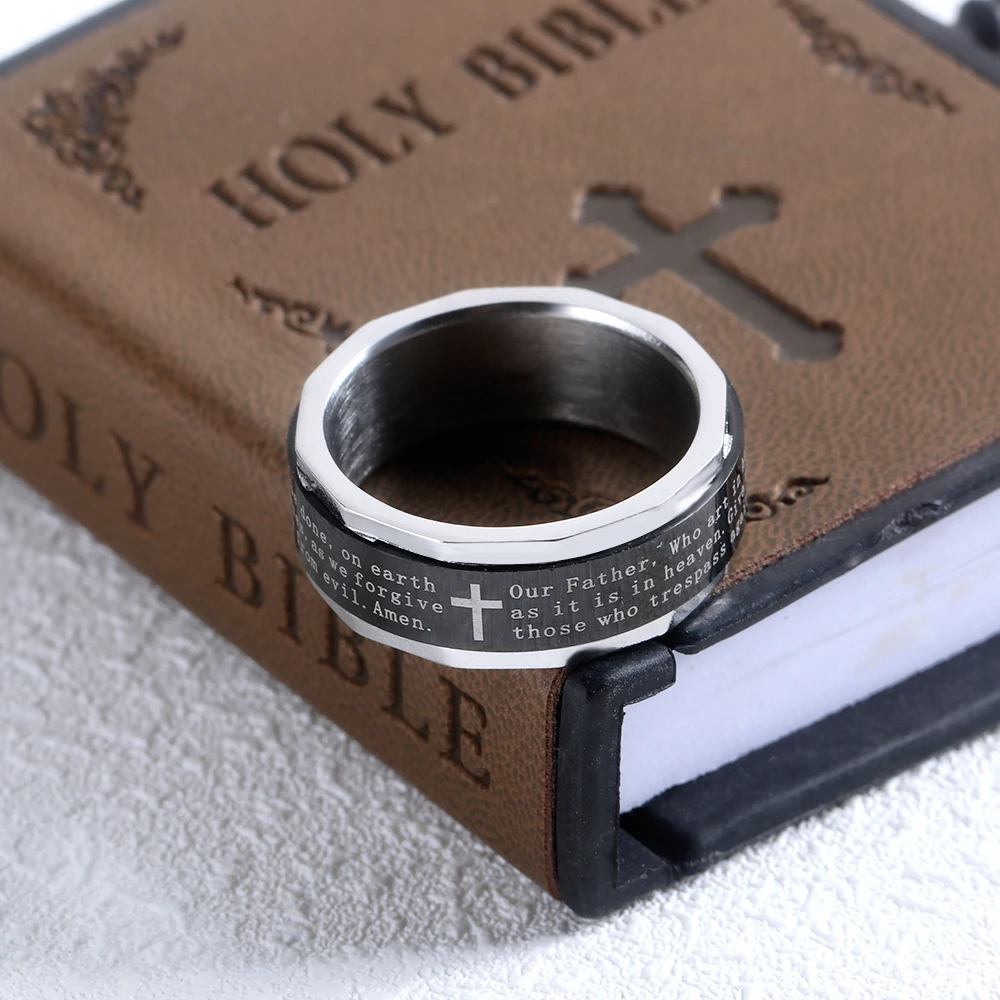 Jesus Prayer Bible Cross Rings For Men Teen Boys Mens Finger Jewelry