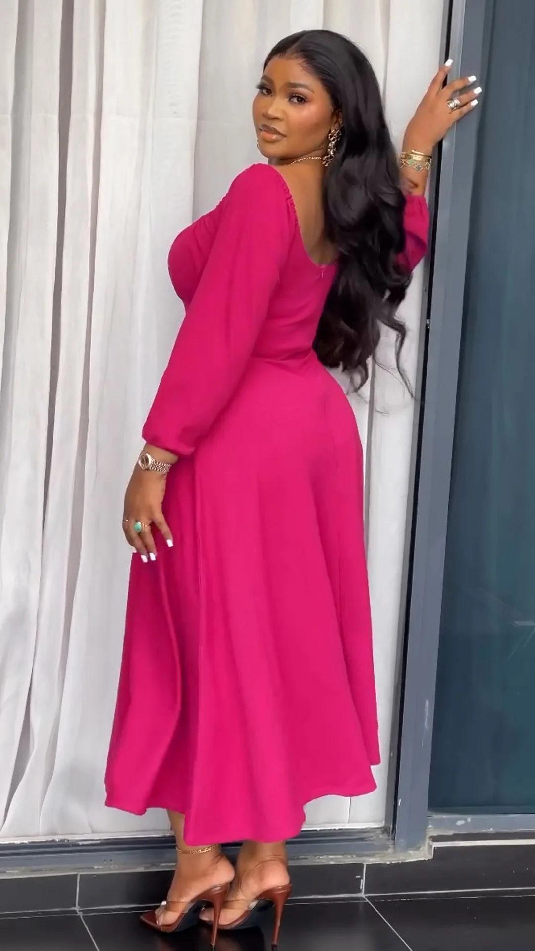 long autumn dresses Plum Floral Tiered Ruffle Tie Sleeve Maxi Dress Complete your look with your favorite boots A7481 Trendy Autumn Dresses Women
