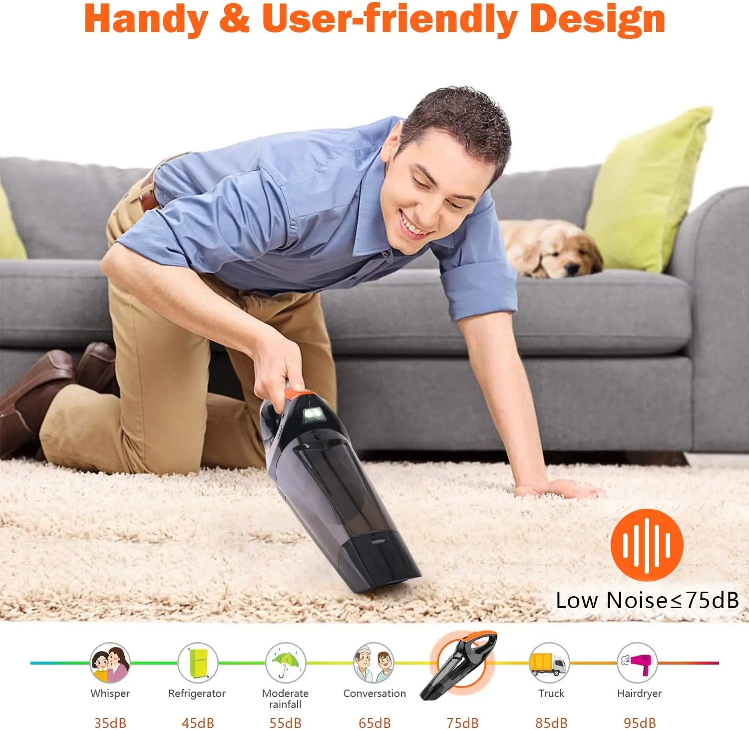Vacuum Cleaner Handheld Car Portable Mini Cordless Wireless Home Wet Dry Suction Auto Duster 4000pa Sweeper Stick 75w