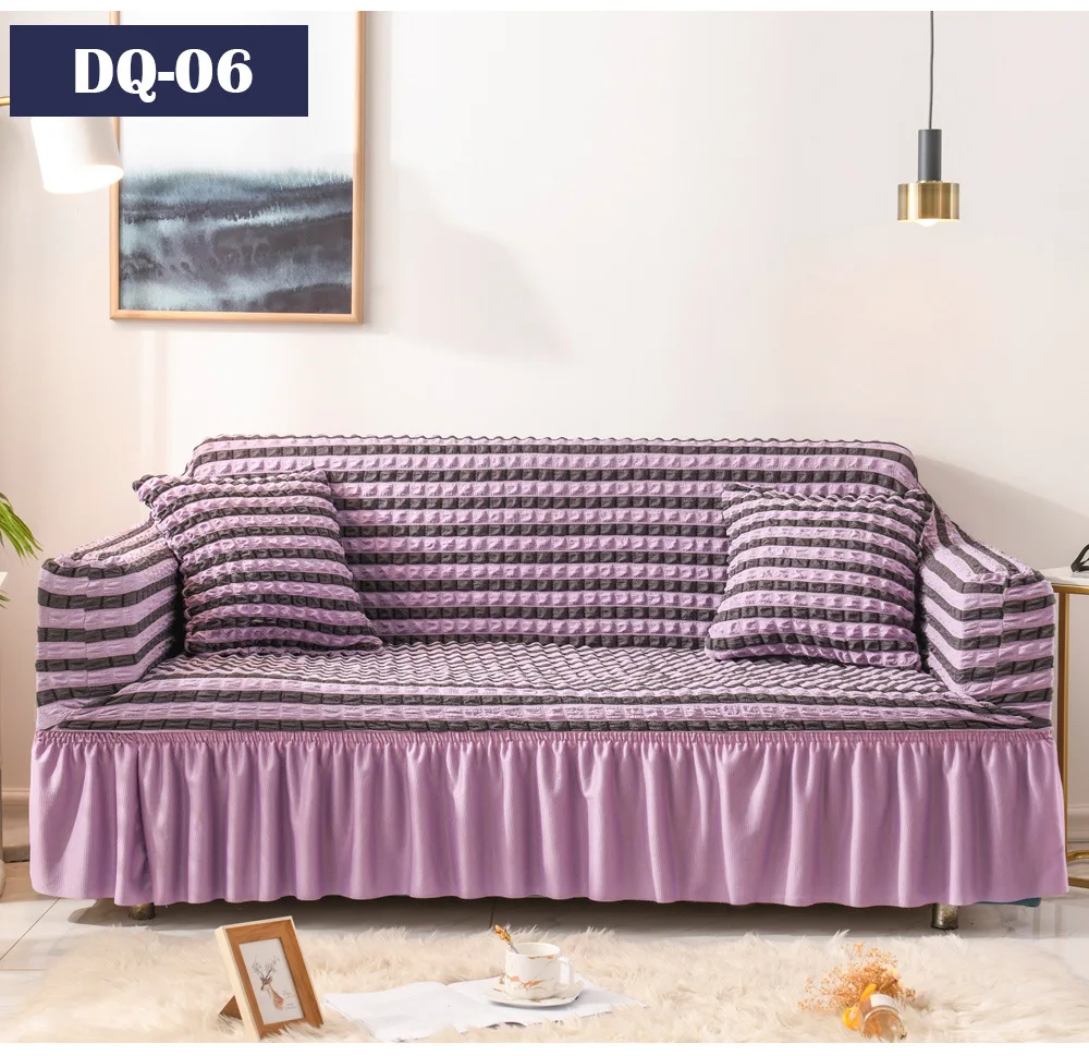 Light Luxury Fabric Sofa Cover Full Package Antislip Bubble Gauze