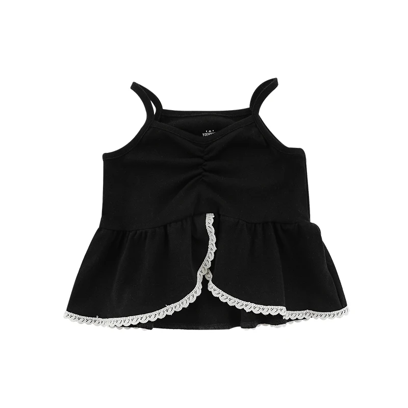 Breathable Black Cotton Halter Top For Girls, Odm