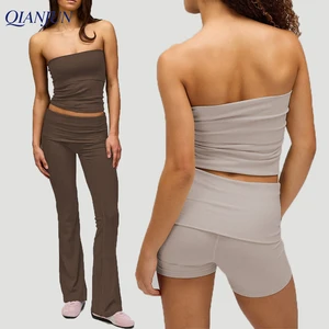 Custom  High Elastic Yoga Sets Fitness Clothing Sexy Backless Sport Tank High Waist Legging&Shorts Workout Outfits for Women