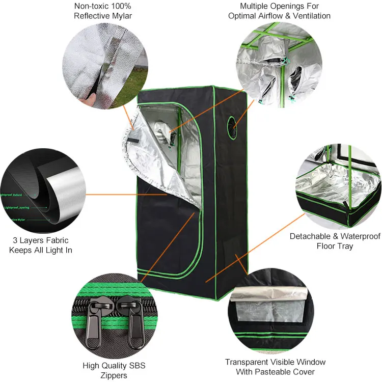 80x80x160防水フレキシブルシートグローテント反射メイヤーグロー