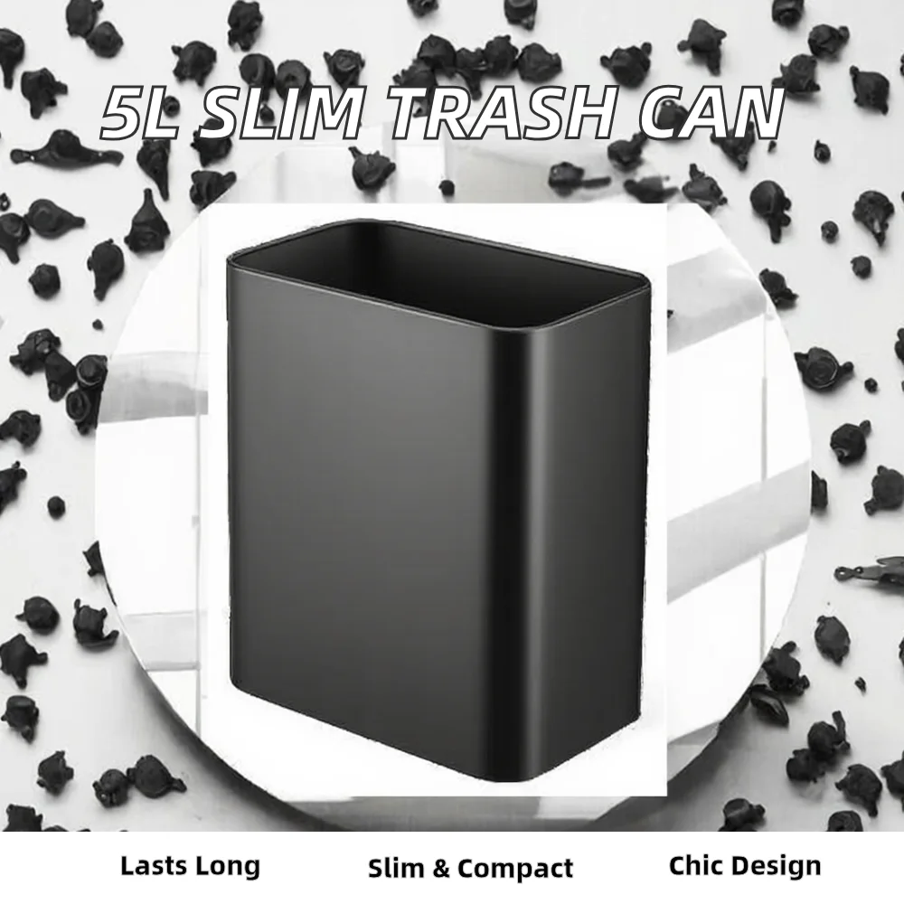 5L Custom Slim Rectangular Stainless Steel Open Top Eco-Friendly Storage Bucket Trash Can Garbage Bin for Small Kitchen Space supplier