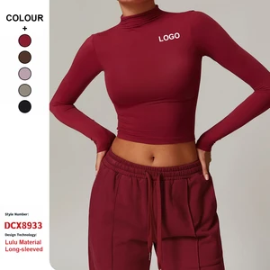 Custom High-Quality Quick-Drying Breathable Long-Sleeved Sportswear Fitness High-Neck Tight Sports Tops Women'S Gym Yoga Clothes
