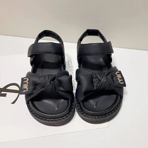 TBS 2026 Summer New Trendy Children's Casual Sandals for Little Kids Black Bowknot Non-Slip Beach Shoes for Girls