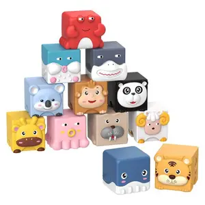 ITTL 6pcs Soft Ocean Animal Bath Block Vinyl Kid Build Block Toy with Light
