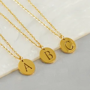 Factory Wholesale Stainless Steel Natural Stone 26 Letter Necklace Personality Joker Fashion Gold-Plated Trendy Ins Wind Women