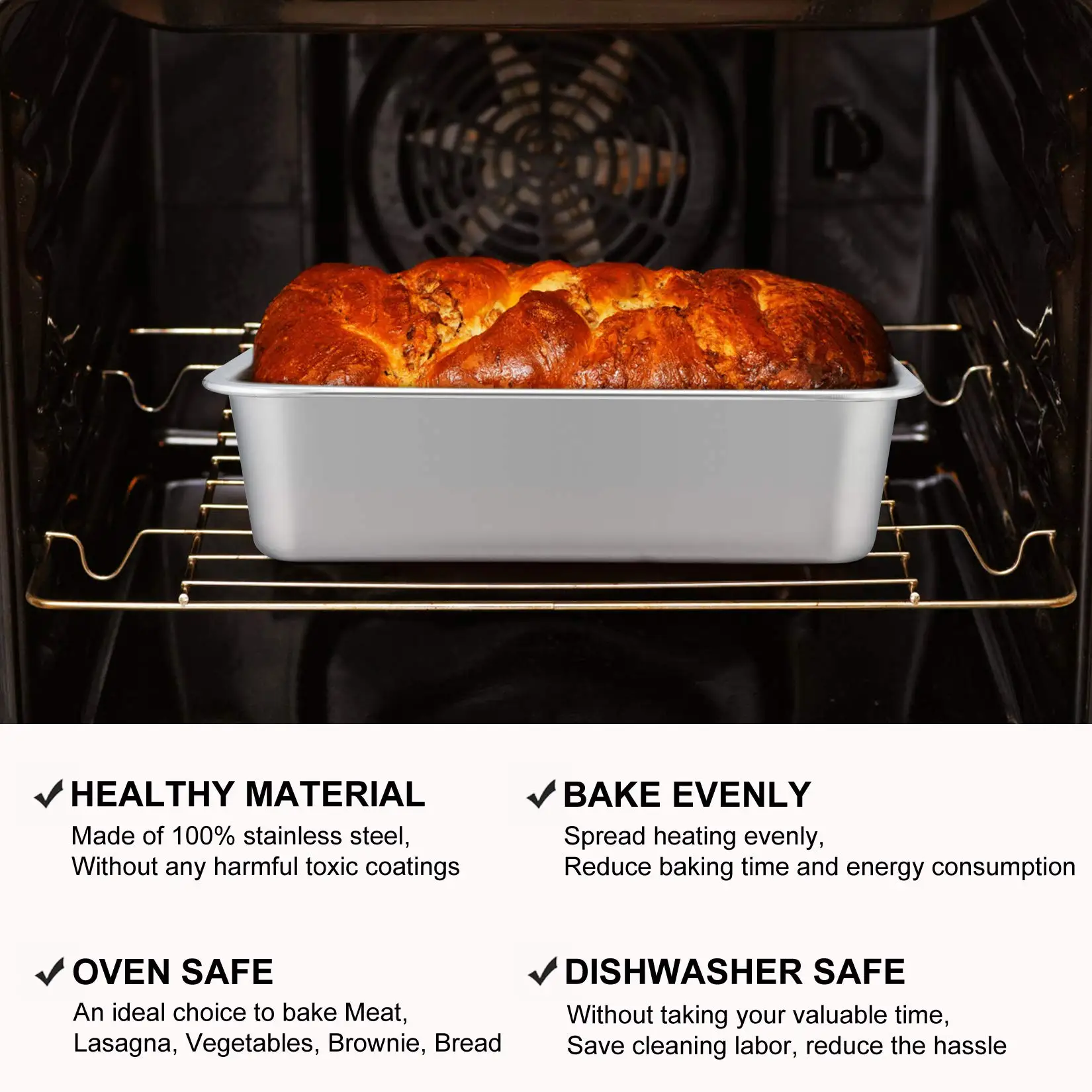 Oven Dishwasher Safe Stainless Steel Baking Tray 445 Large Deep Sheet