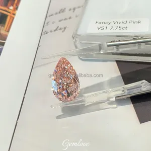 In Stock! Starsgem 7.75ct Fancy Vivid Pink Diamond - Pear Brilliant Cut, VS1, IGI Certified Lab Grown