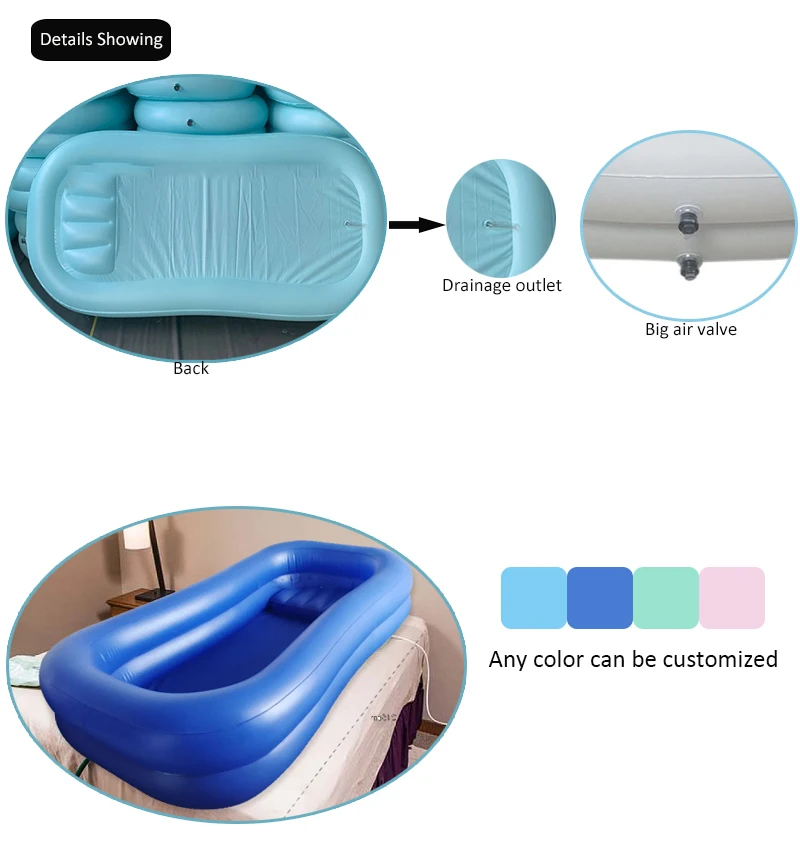 Custom Elderly Bath In Bed Medical Inflatable Bathtub Shower System