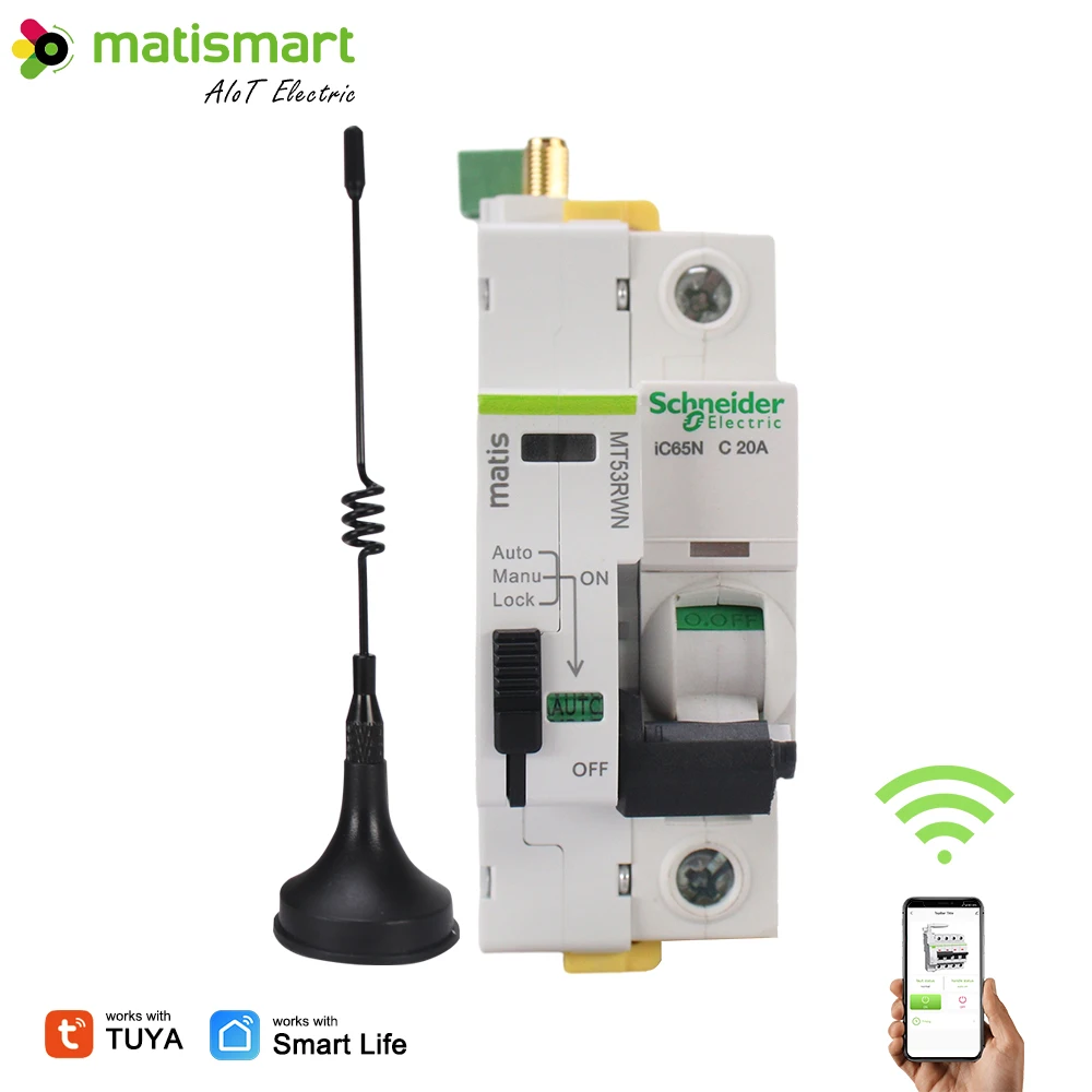 Matismart MT53RWN Remote Controller Automatic Circuit Recloser Mcb Rccb Rcbo Tuya Smart Circuit Breaker Wifi Smart Home Products
