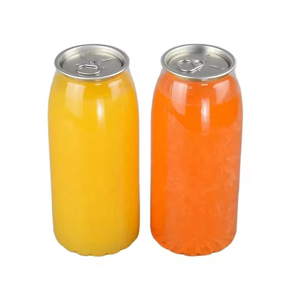 250ml 350ml 500ml 650ml Transparent Clear PET Beverage Can with Aluminum Easy Open Cap