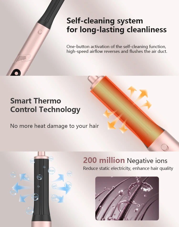 BLDC Foldable Auto Wrap Hair Styler Negative Ion Hot Hair Blower Dryer Brushless Styling Brush Multi Styler details