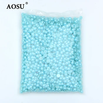 AOSU Wholesale 2 4 6 8 10 12 14mm Light Purple AB Imitation Pearl Beads Flatback Crystal Stones Half Round Pearl For Jewelry