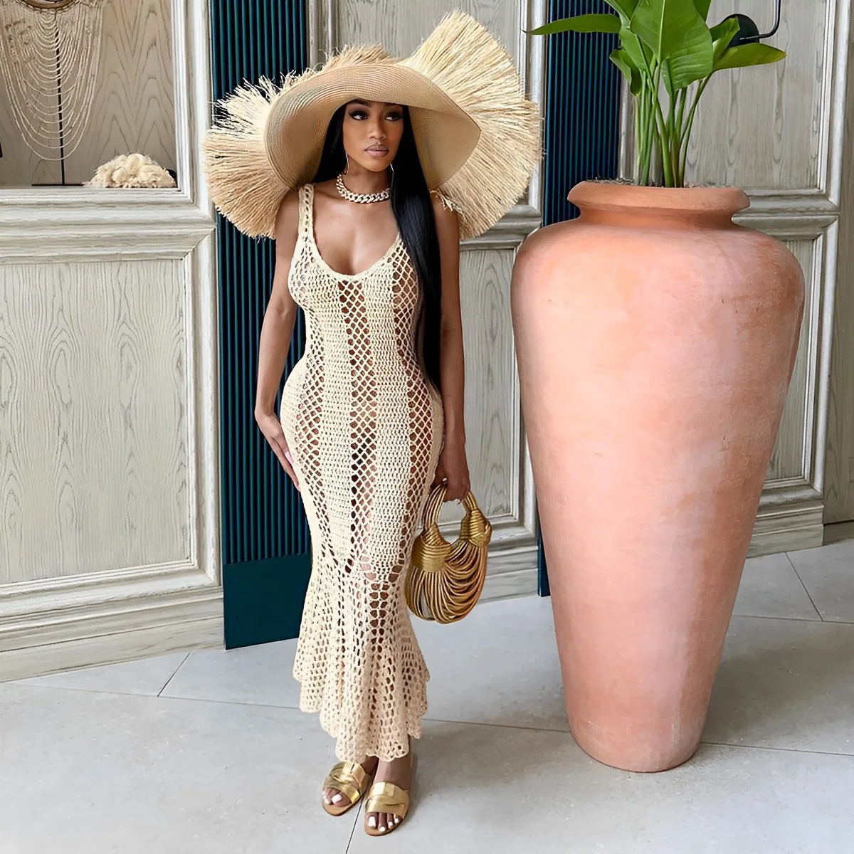 white christmas dresses Glamorous Floral Crochet Lace Fishtail Ruffle Trim Dress in White – Shop  Hearts main image 1