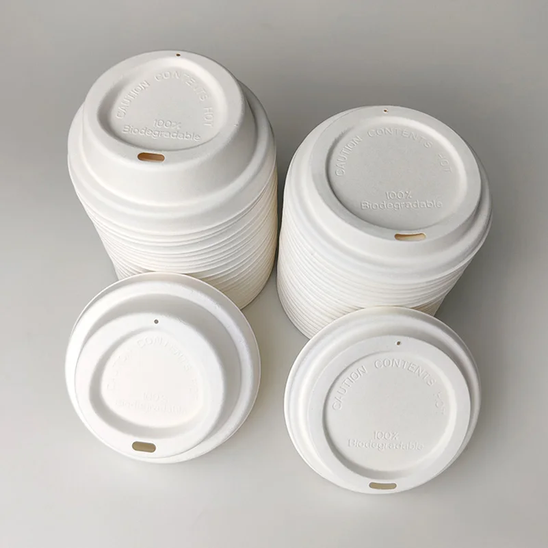 Dome Tumbler Coffe Sugarcane Hot Coffee Lids Bagasse Bamboo Pulp Paper Cup Lid