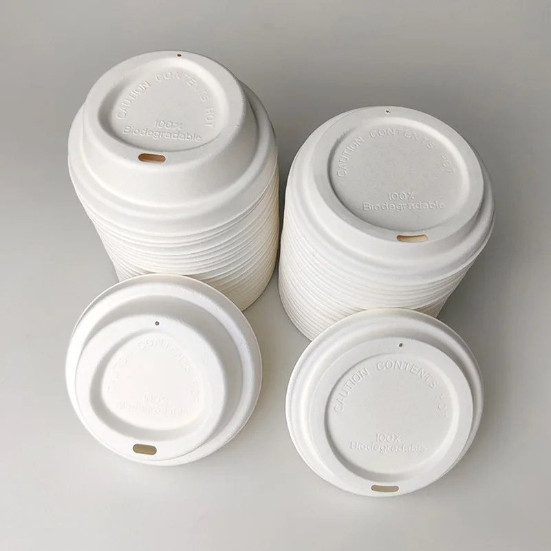 Lids Fiber Sauce Lid Disposable Biodegradable Bagasse Coffee Custom Print Biodegrad Coffee Cup