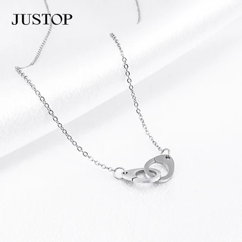 Statement Jewelry Stainless Steel Silver Plated Permanent Double Button Pendant Couple Necklace Jewelry Wholesale