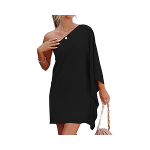 Women's Summer Satin 100% Cotton Bodycon Dress Casual Regular Sleeve Scoop Neckline Knee-Length Cocktail for Club Party