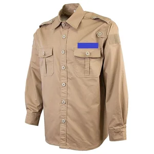 Khaki Long Sleeve Security Guard Uniforms Dirt and Tear Resistant Clothing for Hotel Airport and Work Environments