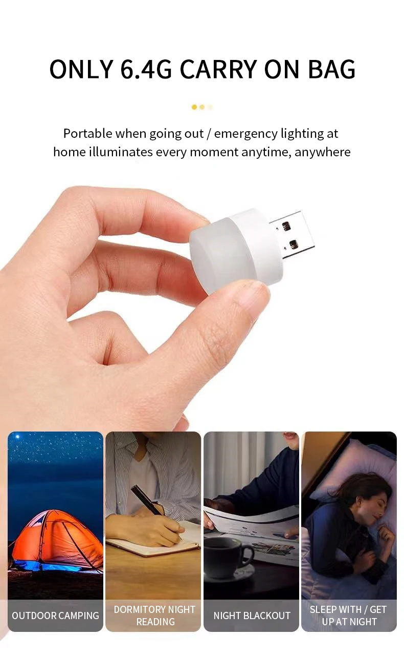 Compact nightlight cheap energy-saving bulb saves power 1w custom logo small mini usb night light portable usb led lamp