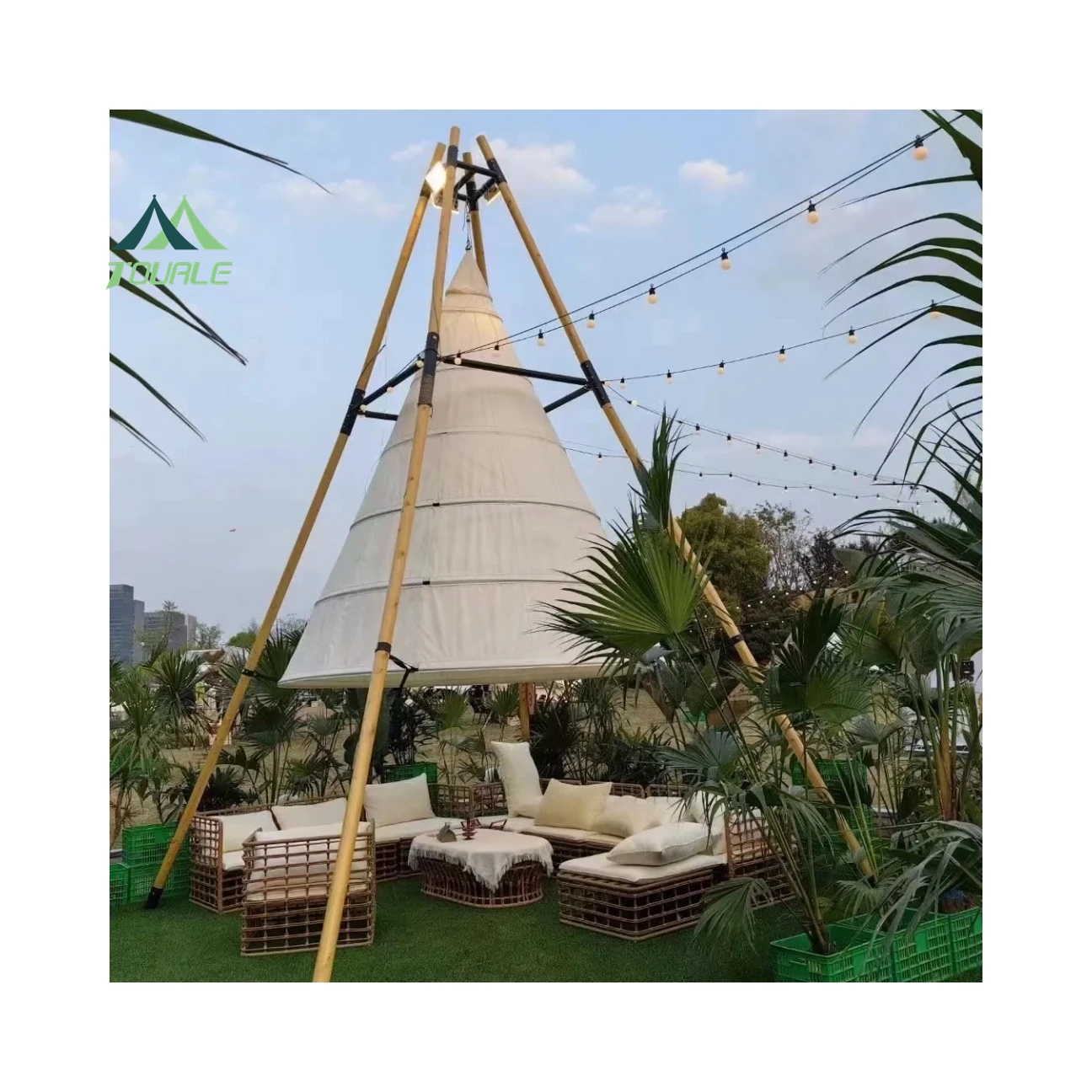 Hochzeitszelte und Dekoration  Wasserdichtes Bambus-Tipi fr Events   Outdoor-Restaurant-Sonnenschutz  Influencer-Zelt