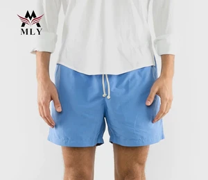 Custom Private Logo Size Standard Solid Men's 9" Quick-Dry Swim Trunk Beach Shorts With Pockets