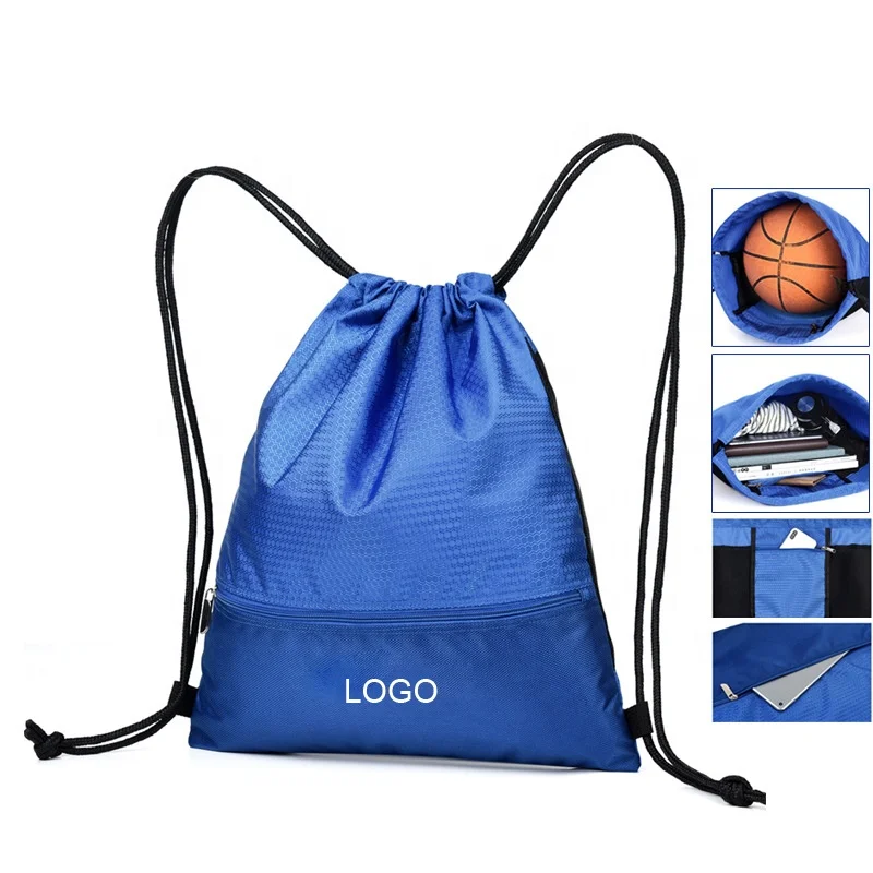 High Quality Polyester Outside Sports Bag With Drawstring Rope 