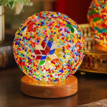 China Wholesale USB Charger Night Light Table Lamp Handicraft Nordic Memphis Style USB Cross-Border Turkish Accent for Bedroom