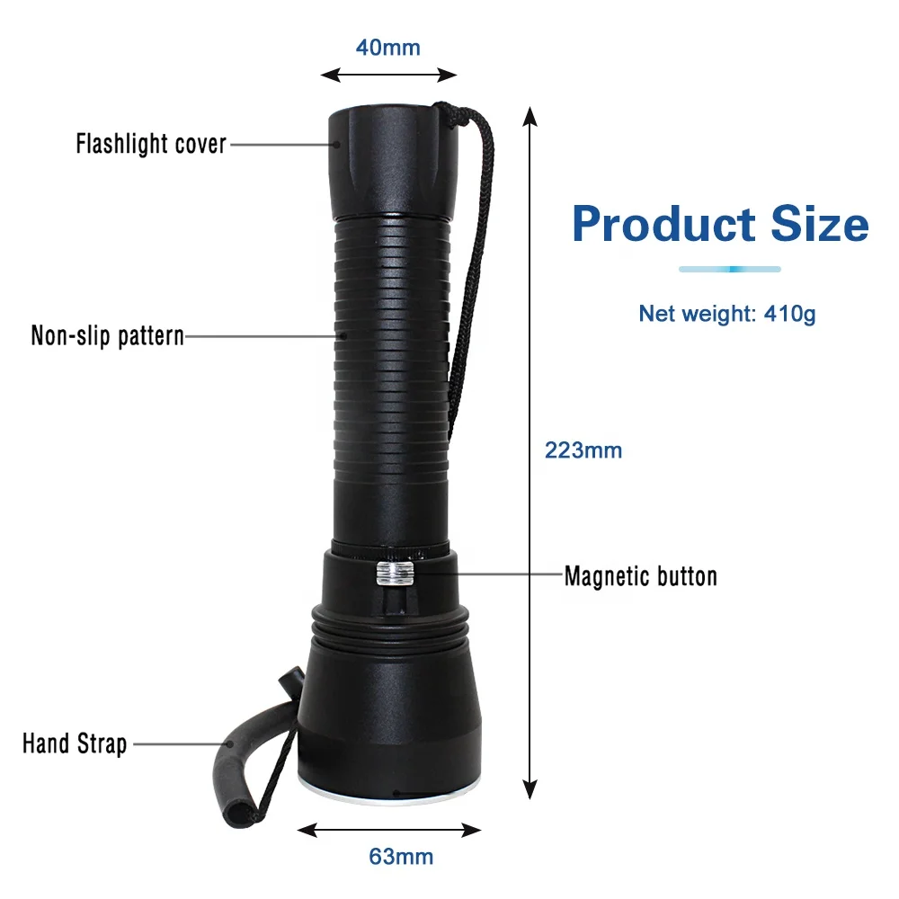 
Мощный светодиодный фонарик Asafee XHP70, желтый/белый свет, 4000 люмен, перезаряжаемый, плавное затемнение, фонарик для дайвинга 