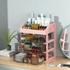 Armoire de rangement à trois tiroirs rose et noire à quatre niveaux