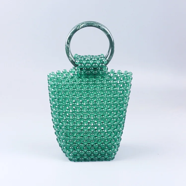 2024 Women's Casual Handbag Green Acrylic Round Portable Shell Bag