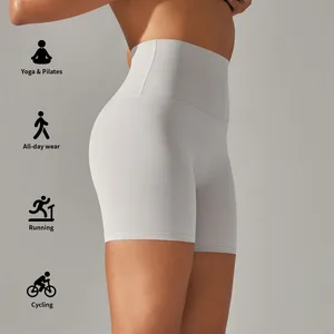 Custom Solid Quick Dry Breathable High Waisted Shorts Tummy Control Butt Lifting Workout Yoga Active Gym Biker Shorts for Women